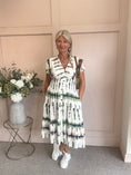 Load image into Gallery viewer, Button Detail Midi dress - Green/Cream - Wardrobe By Simone
