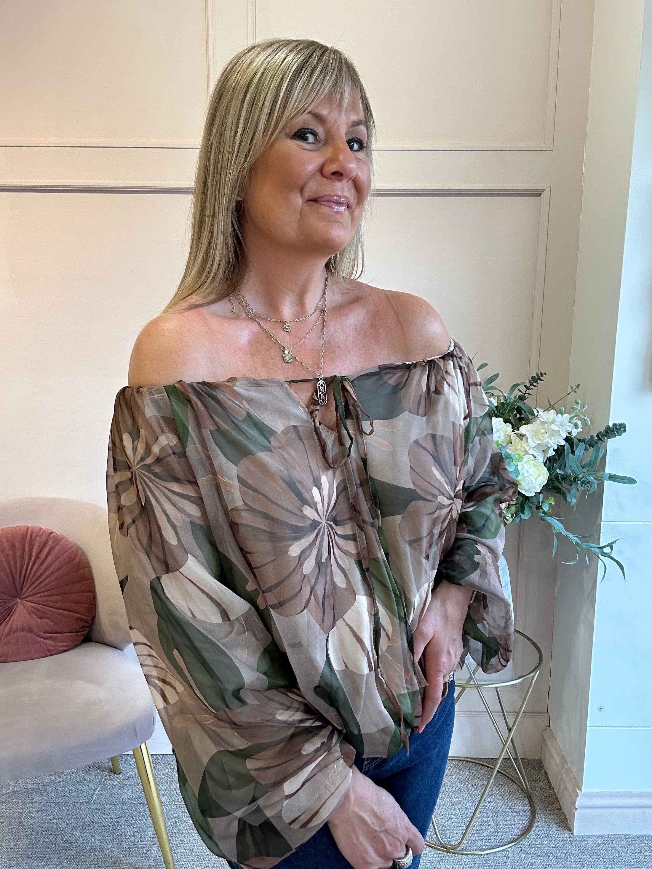 Camilla Floral Top - Browns/Greens