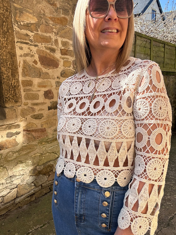 Crochet Summer Jumper - Creamy Beige