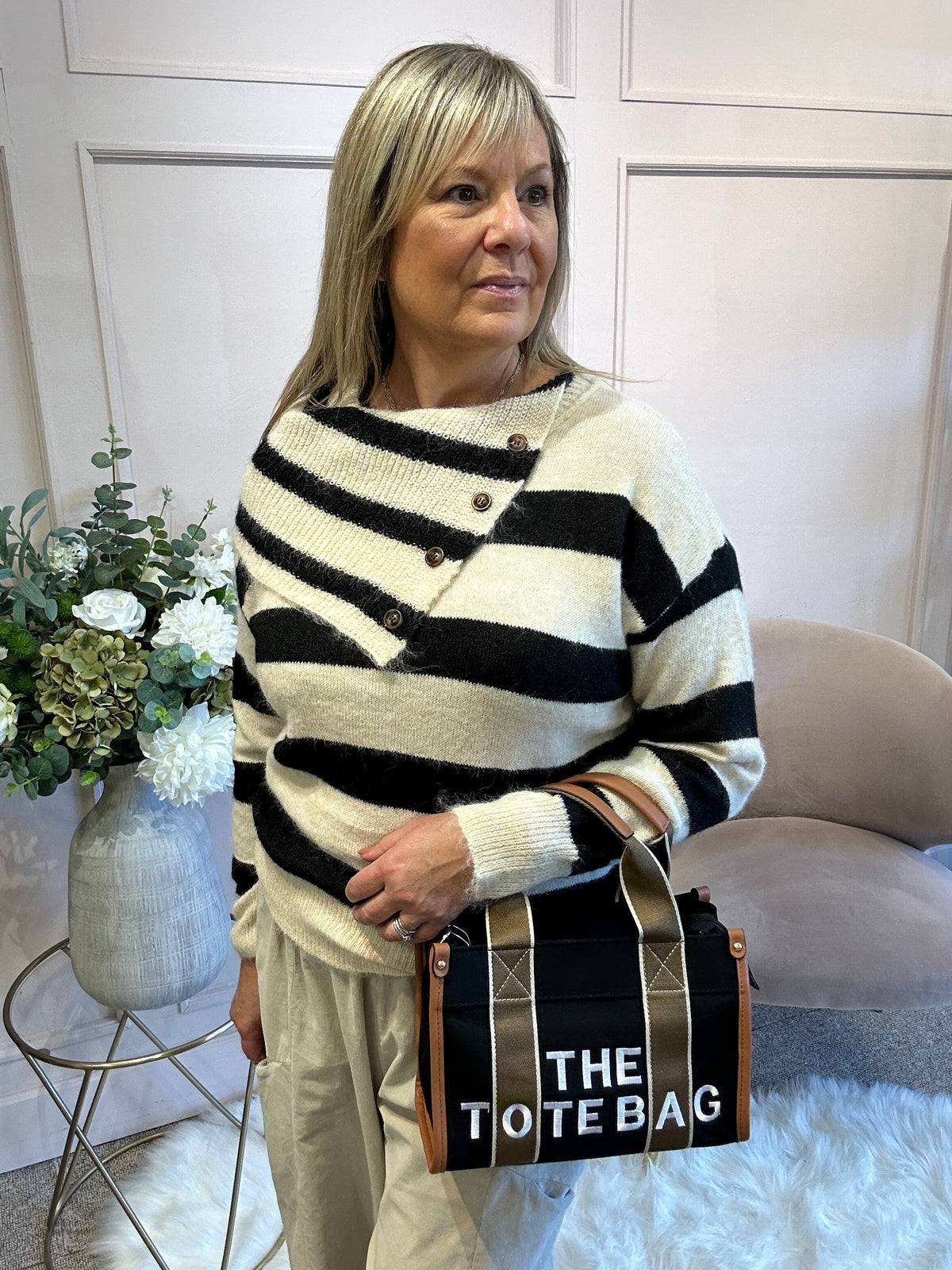 Bold Stripe Jumper - Cream/Black