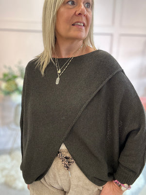 Crossed layered Jumper - Chocolate