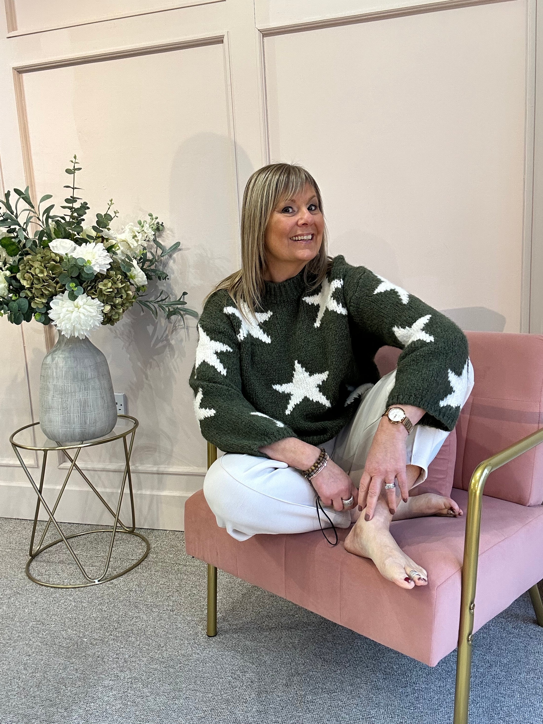 Star Jumper - Khaki/Cream