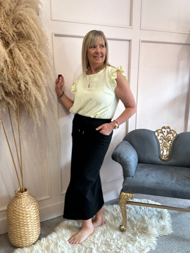 Little Frill Cap Sleeve Top - Lemon Yellow