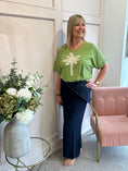Load image into Gallery viewer, Palm With Gold Sequin T Shirt  - Olive Green
