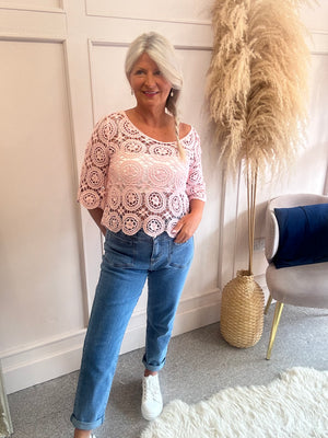Cute Crochet Little Jumper - Soft Pink