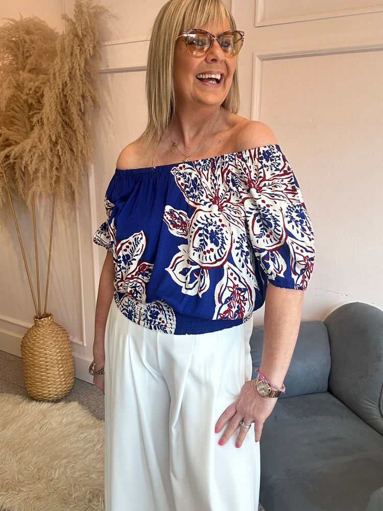 Bardo Top - Electric Blue/Cream
