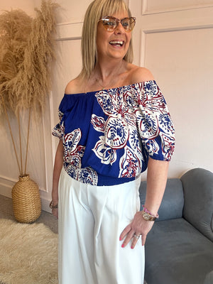 Bardo Top - Electric Blue/Cream