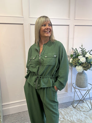 Jacket & Wide Pant Set - Green