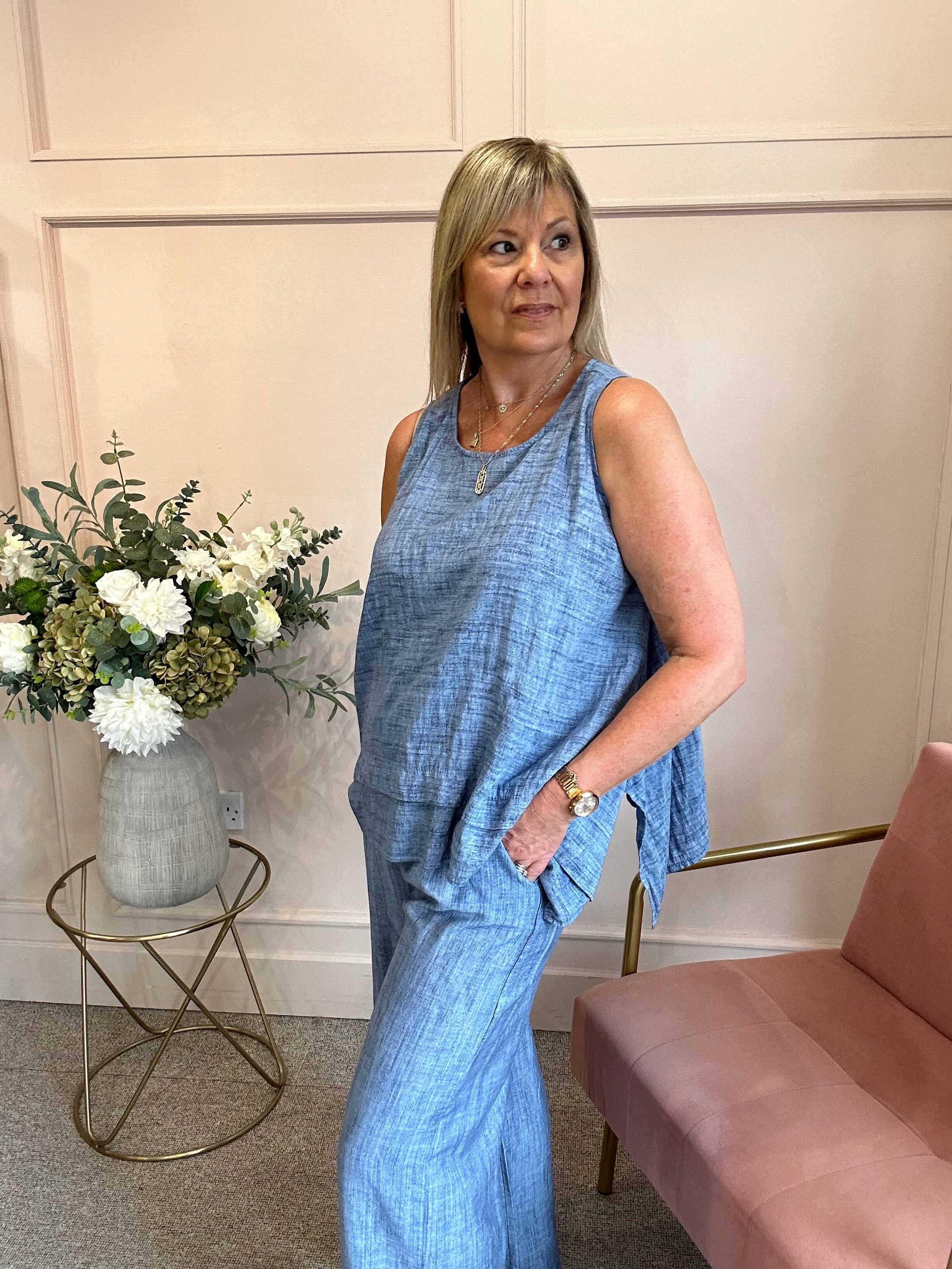 Sleeveless Top - Mid Blue