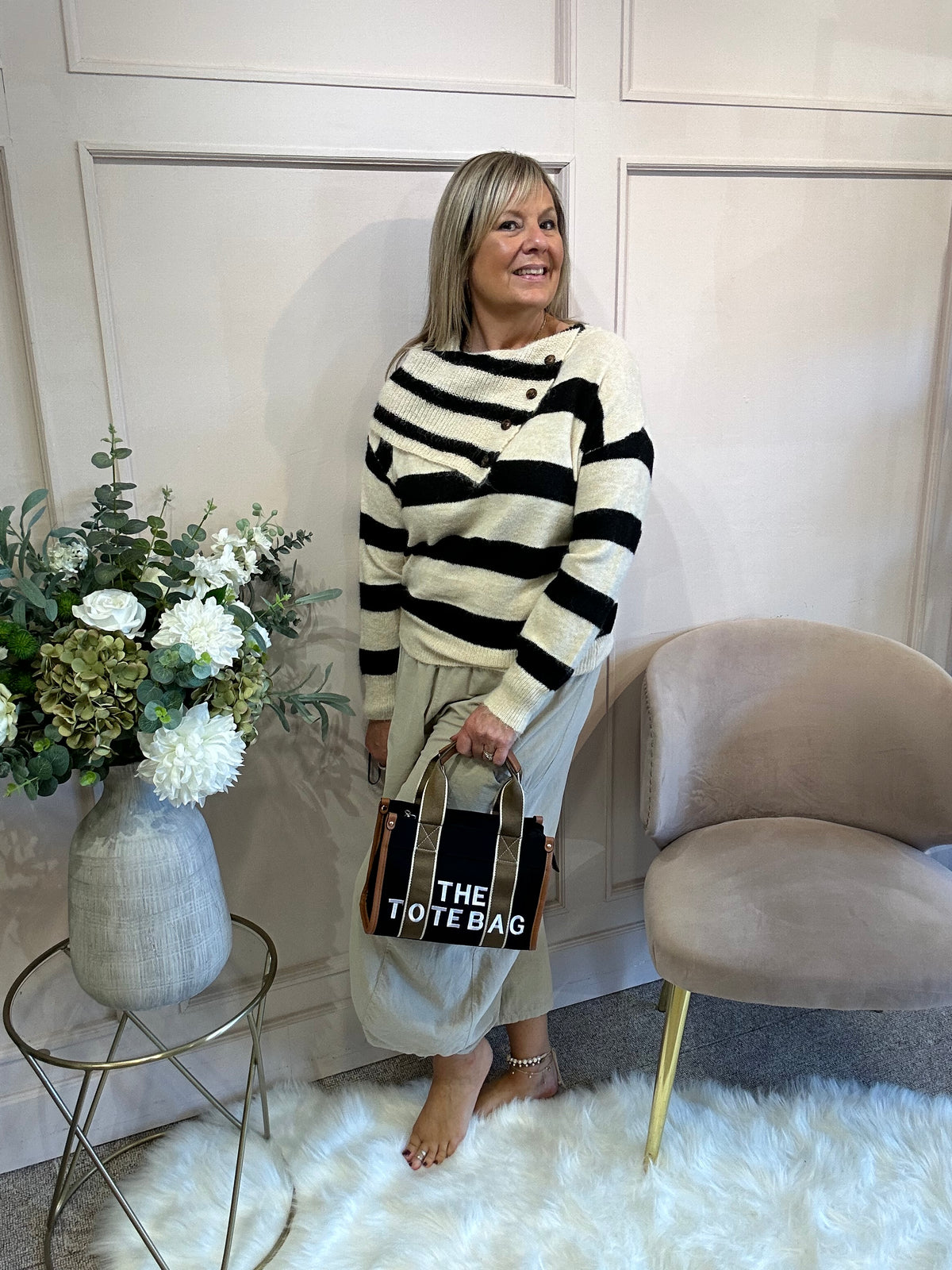 Bold Stripe Jumper - Cream/Black