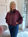 Load image into Gallery viewer, Ruffle Collar Zip Jacket - Burgundy
