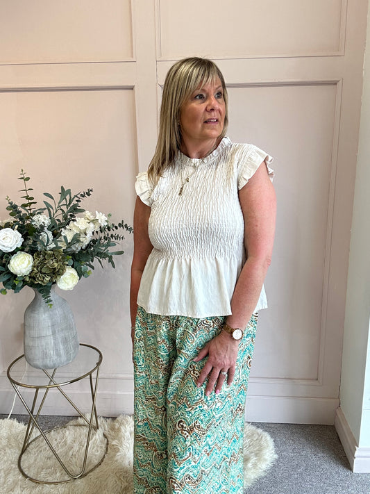 Cute Peplum Top  - Soft Beige - Wardrobe By Simone