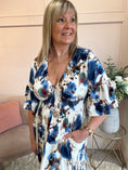 Load image into Gallery viewer, Oriental Maxi Dress - Cream/Blue - Wardrobe By Simone
