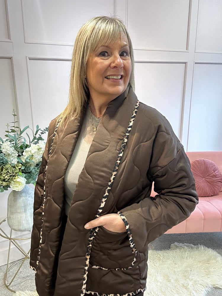 Quilted Jacket - Brown/ Leopard (Copy)