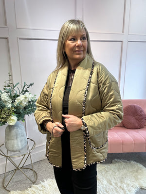 Quilted Jacket - Gold/ Leopard