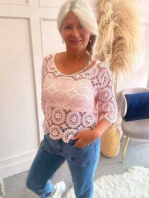 Cute Crochet Little Jumper - Soft Pink