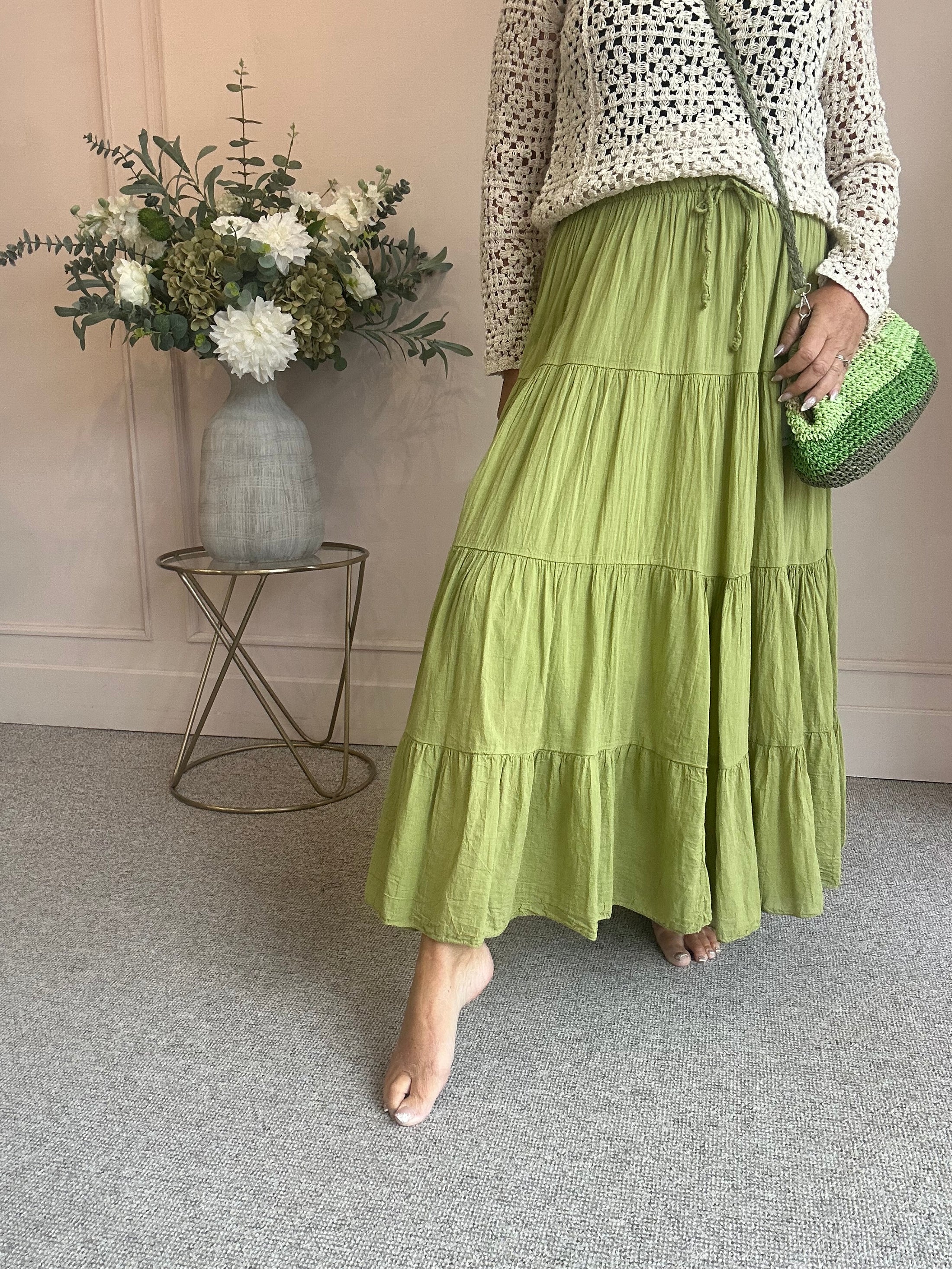 Gypsy Maxi Skirt - Olive Green - Wardrobe By Simone