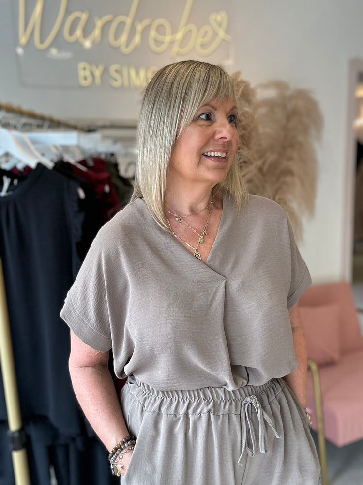 V Neck Top - Mocha