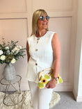 Load image into Gallery viewer, Waffle Effect Top & Pant Set - White - Wardrobe By Simone
