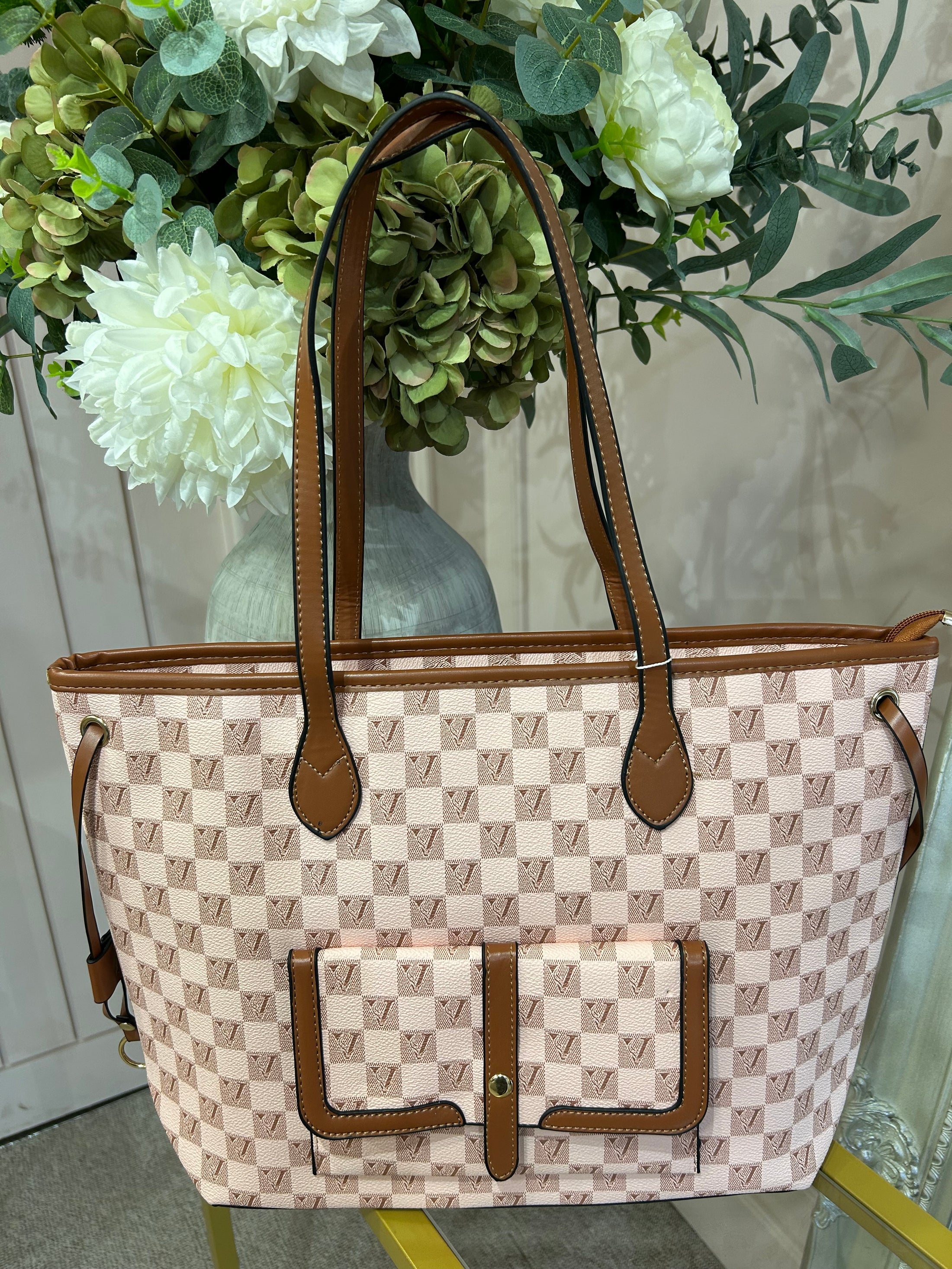 Shopper Little Front Pocket - Peachy/Tan - Wardrobe By Simone