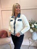 Load image into Gallery viewer, Denim Collar Cardigan Jacket - Cream/Denim
