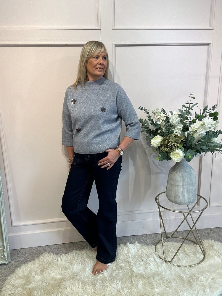 Sparkle Detail Jumper  - Grey