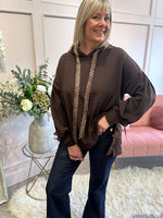 Cosy Leopard Tie Hoody  - Brown