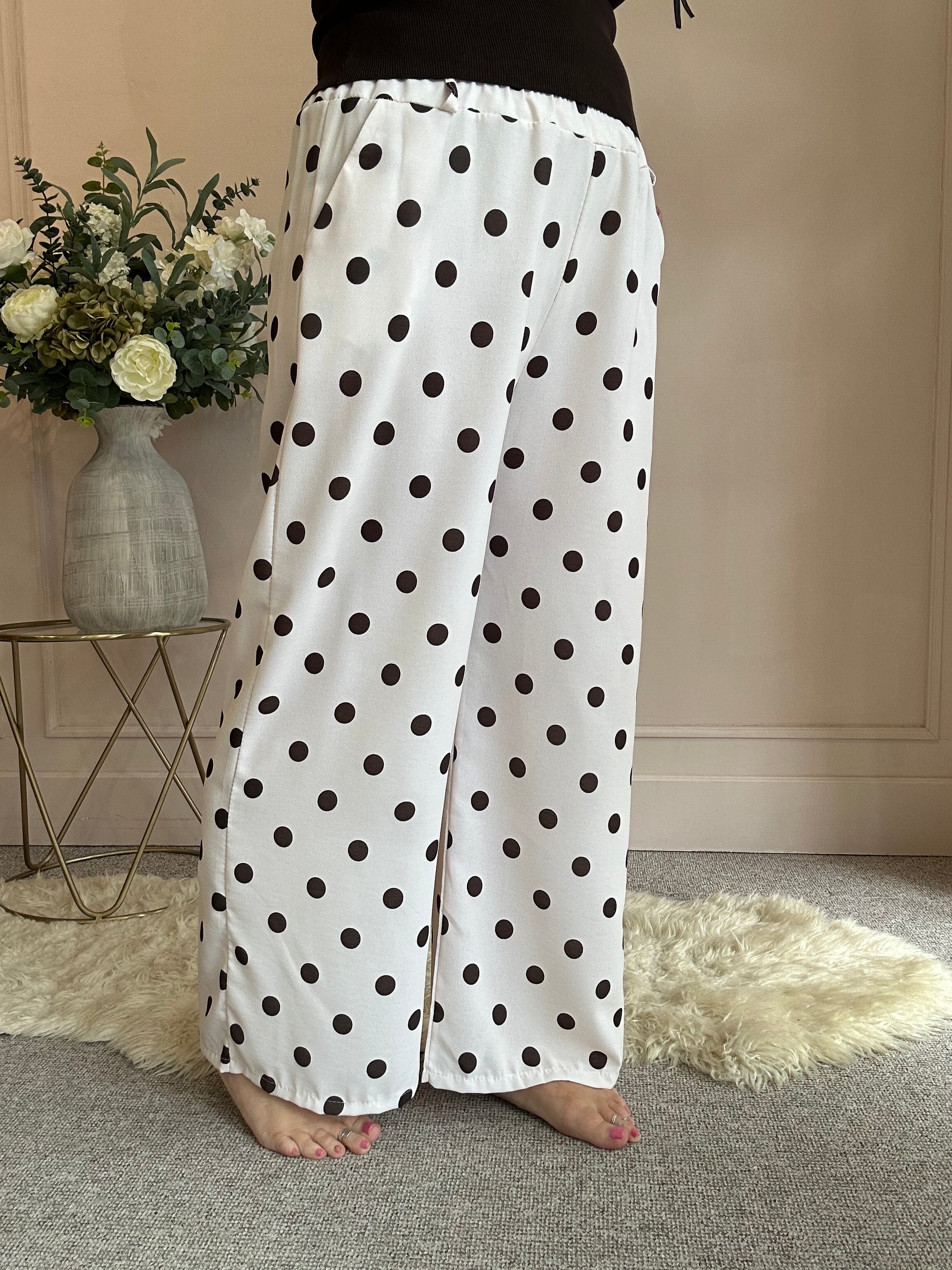 Polka Dot Trouser - Beige/Brown One size - Wardrobe By Simone