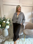 Load image into Gallery viewer, Checked Zip Jacket - Tan/Navy - Wardrobe By Simone
