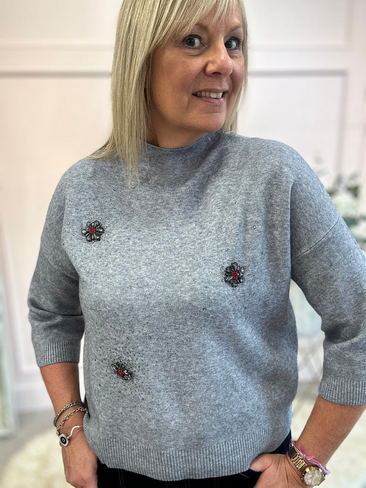 Sparkle Detail Jumper  - Grey