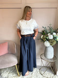Load image into Gallery viewer, Belted Palazzo Wide Pant - Navy - Wardrobe By Simone
