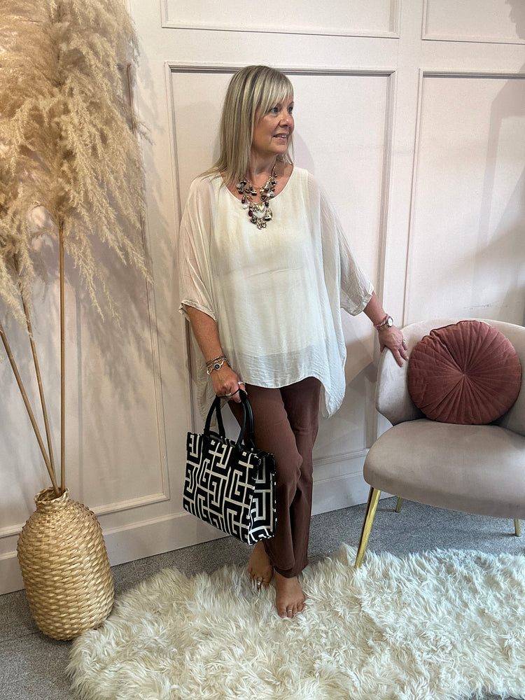 Floaty chiffon oversized top - Beige - Wardrobe By Simone