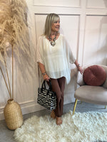 Floaty chiffon oversized top - Beige - Wardrobe By Simone
