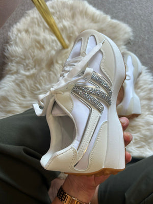 Bling Silver Flash Trainer - White - Wardrobe By Simone