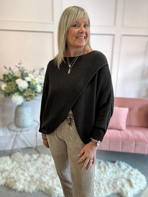 Crossed layered Jumper - Chocolate