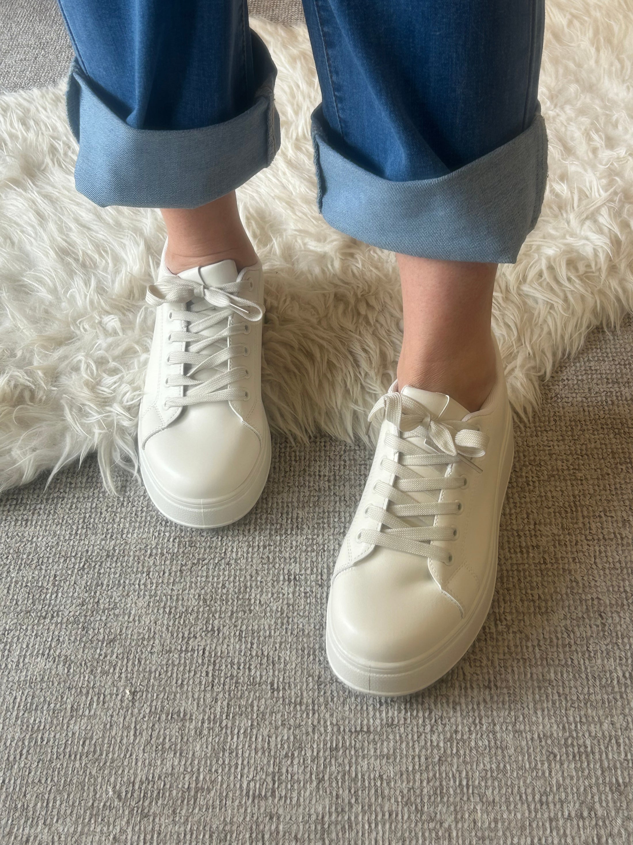 Lace Up Chunky Trainer - Soft Beige - Wardrobe By Simone