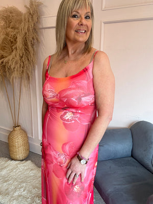Orchid Bloom Maxi Sundress - Coral