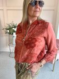 Load image into Gallery viewer, Embossed Floral Zip Jacket - Rust

