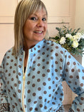 Load image into Gallery viewer, Dotty Zipped Top - Blue/Brown - Wardrobe By Simone
