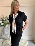 Load image into Gallery viewer, Collared With A Tie  Jumpsuit - Black - Wardrobe By Simone
