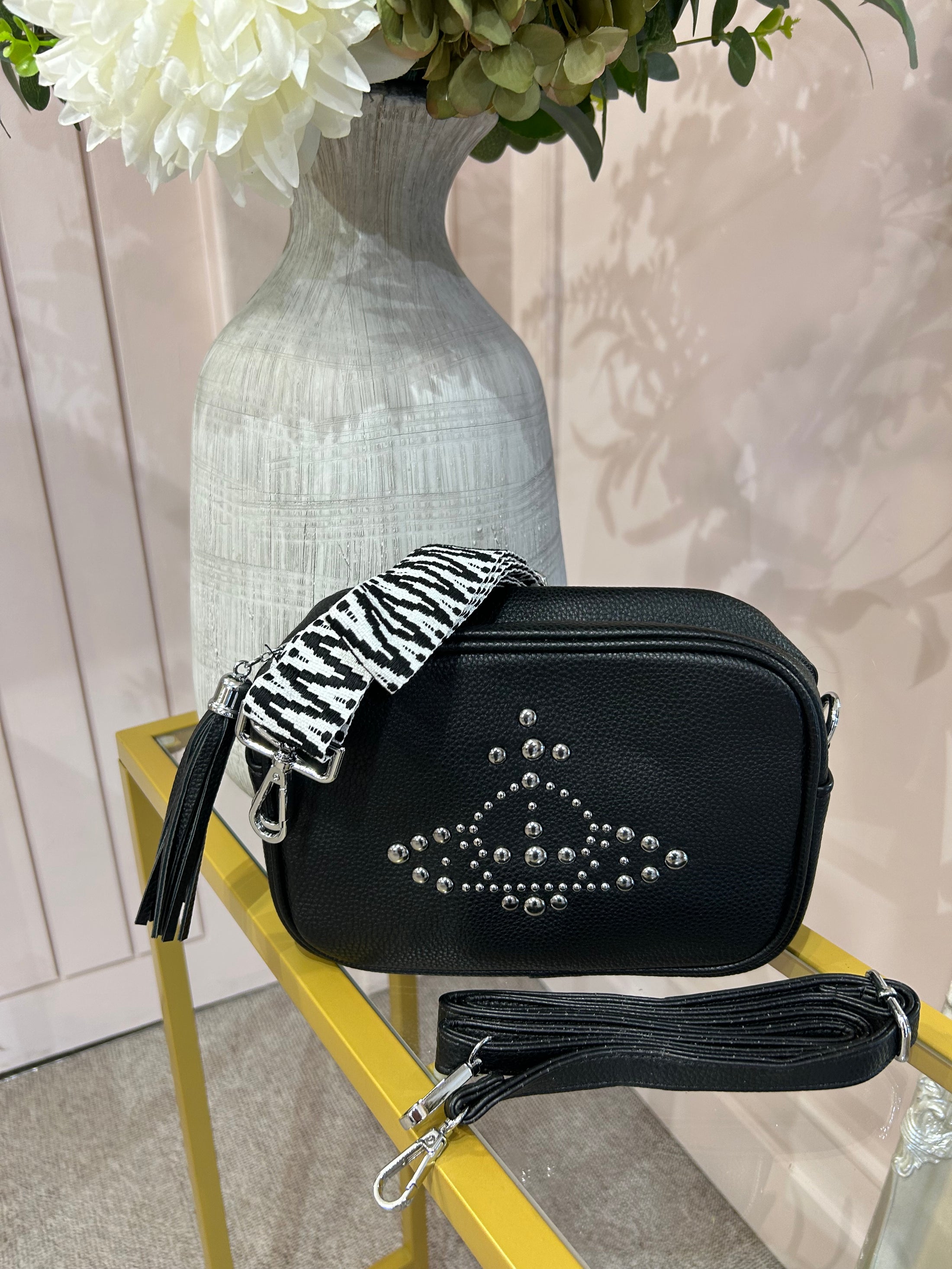 Silver Stud Detail Bag -  Black - Wardrobe By Simone