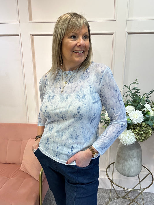 Blossom Mesh Top - Soft Blue - Wardrobe By Simone