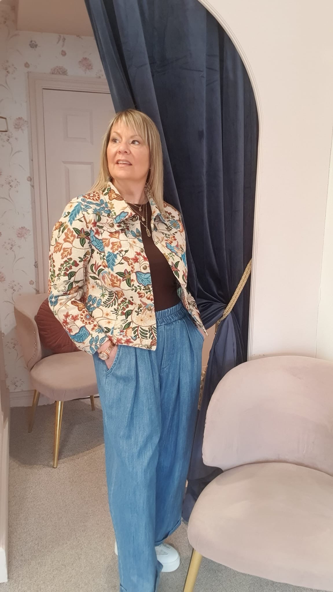Vintage Floral  Canvas Jacket - Beige/Mix - Wardrobe By Simone