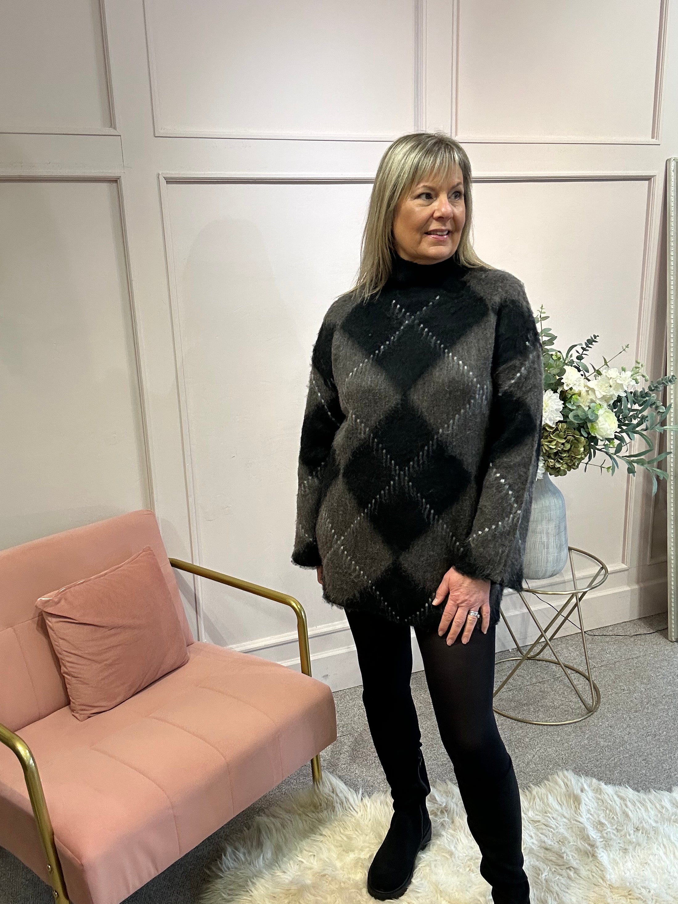 Jumper Dress - Brown/Black