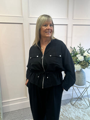 Jacket & Wide Pant Set - Black