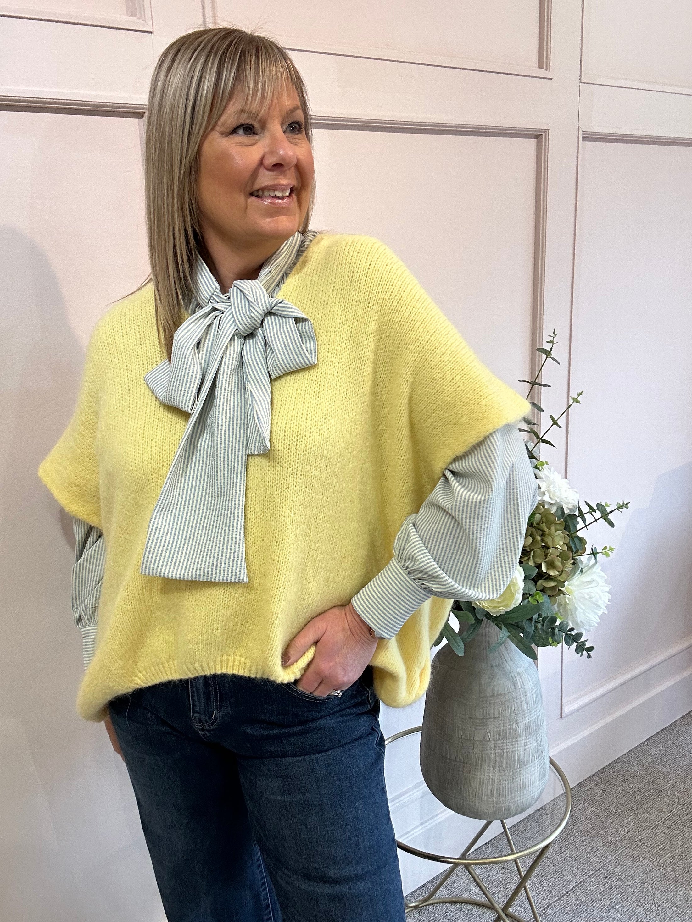 V Neck Oversized Tank Top - Yellow