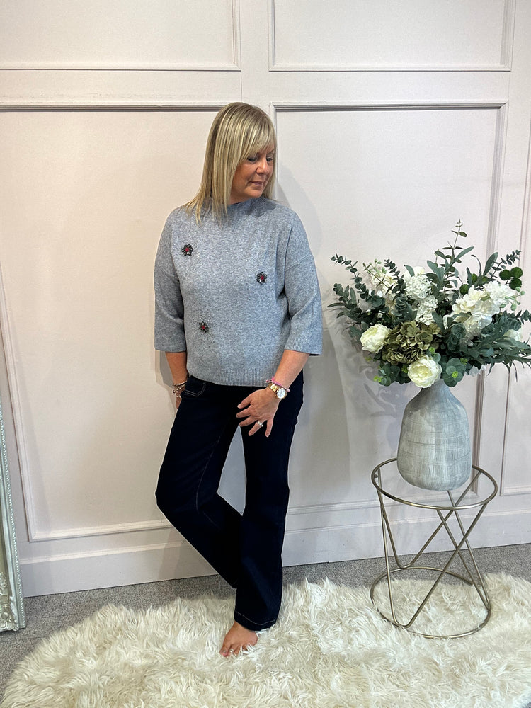 Sparkle Detail Jumper  - Grey