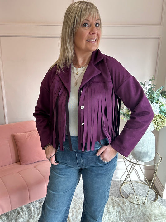 Fringe Tassel Jacket - Damson