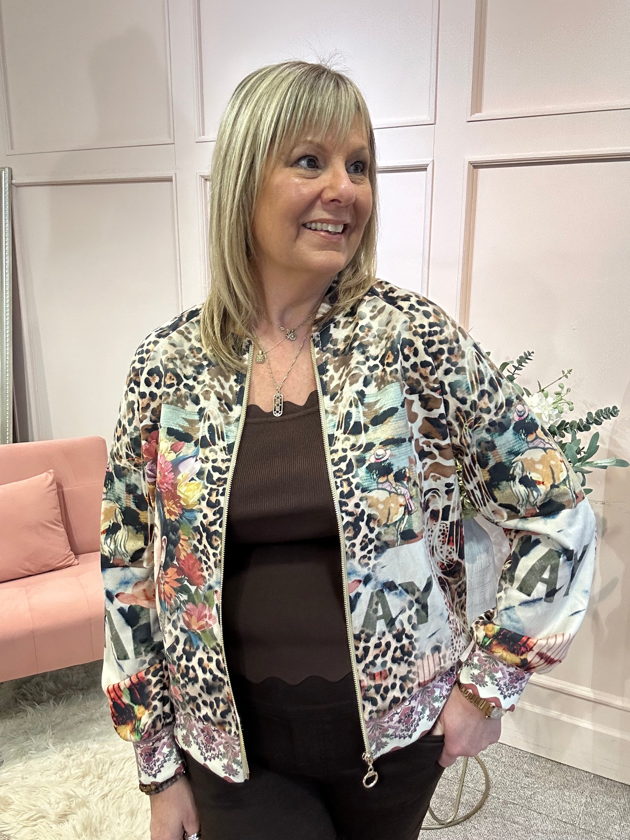 Wild Leopard Suedette Jacket - Brown/Multi