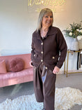 Load image into Gallery viewer, Gold Button Cardi Jacket -  Brown
